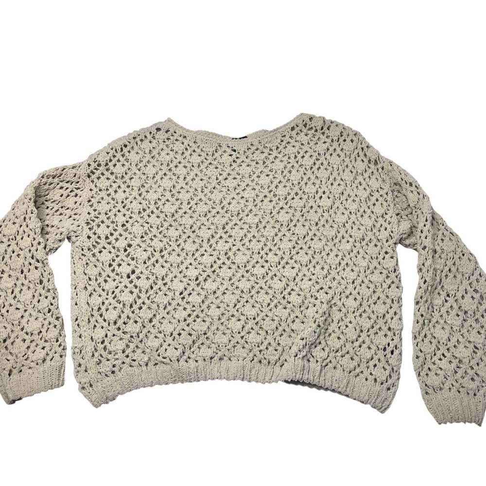 Moon & Madison Oatmeal Crochet Knit Sweater size XS